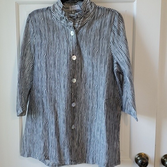 NWOT TERRA SJ APPAREL TUNIC TOP JACKET SIZE SMALL BLACK WHITE GRAY A-LINE DRESSY - Picture 4 of 11